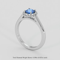 0.98 Ct. Blue Sapphire Ring, 14K White Gold 2