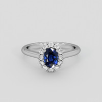 1.10 Ct. Blue Sapphire Ring, 14K White Gold 1