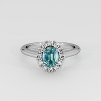 1.50 Ct. Greenish Blue Sapphire Ring, 14K White Gold 1