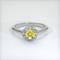 0.75 Ct. Yellow Sapphire Ring, 14K White Gold 1