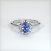 0.86 Ct. Blue Sapphire Ring, 18K White Gold 1