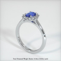 0.86 Ct. Blue Sapphire Ring, 18K White Gold 2