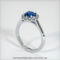 0.88 Ct. Greenish Blue Sapphire Ring, 18K White Gold 2
