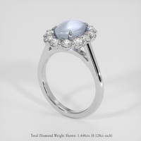 3.06 Ct. Blue Flash Moonstone Ring, 18K White Gold 2
