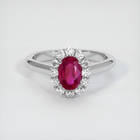 0.85 Ct. Ruby Ring, 18K White Gold 1