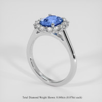 2.25 Ct. Blue Sapphire Ring, 18K White Gold 2