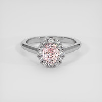 1.23 Ct. Pink Sapphire Ring, 18K White Gold 1