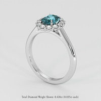 1.50 Ct. Greenish Blue Sapphire Ring, 18K White Gold 2