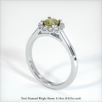 0.76 Ct. Greenish Yellow Sapphire Ring, 18K White Gold 2