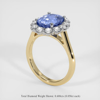 2.61 Ct. Blue Sapphire Ring, 14K White & Yellow 2