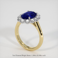 3.11 Ct. Blue Sapphire Ring, 14K White & Yellow 2