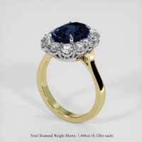 3.83 Ct. Blue Sapphire Ring, 14K White & Yellow 2
