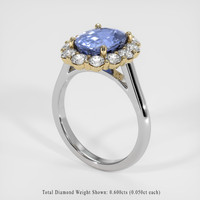 2.61 Ct. Blue Sapphire Ring, 18K White & Yellow 2