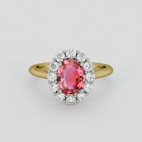 1.51 Ct. Padparadscha Sapphire Ring, 18K White & Yellow 1