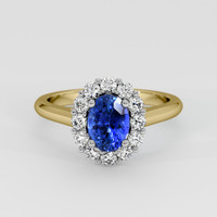 1.34 Ct. Blue Sapphire Ring, 18K White & Yellow 1