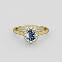 0.62 Ct. Greenish Blue Sapphire Ring, 10K Yellow Gold 1