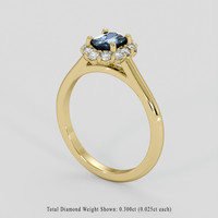 0.62 Ct. Greenish Blue Sapphire Ring, 10K Yellow Gold 2