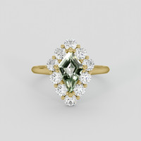1.32 Ct. Yellowish Green Sapphire Ring, 10K Yellow Gold 1