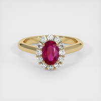 0.85 Ct. Ruby Ring, 14K Yellow Gold 1