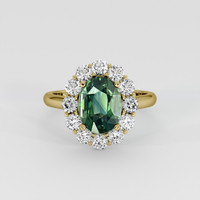 3.51 Ct. Bluish Green Sapphire Ring, 14K Yellow Gold 1