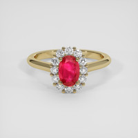 0.94 Ct. Pinkish Red Ruby Ring, 14K Yellow Gold 1