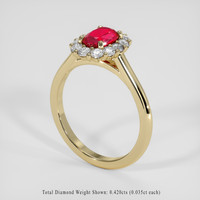 0.94 Ct. Pinkish Red Ruby Ring, 14K Yellow Gold 2
