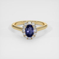 0.79 Ct. Purplish Blue Sapphire Ring, 18K Yellow Gold 1