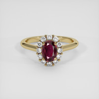 0.89 Ct. Ruby Ring, 18K Yellow Gold 1