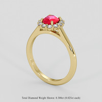 1.05 Ct. Pinkish Red Ruby Ring, 18K Yellow Gold 2