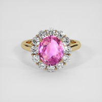 2.99 Ct. Pink Sapphire Ring, 18K Yellow Gold 1