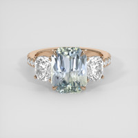 4.55 Ct. Greenish Blue Sapphire Ring, 14K Rose Gold 1