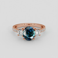 2.20 Ct. Greenish Blue Sapphire Ring, 14K Rose Gold 1