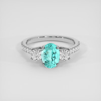 1.48 Ct. Greenish Blue Paraiba Tourmaline Ring, 14K White Gold 1