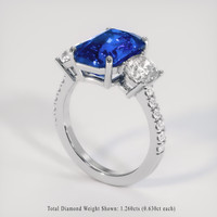 6.23 Ct. Blue Sapphire Ring, 14K White Gold 2
