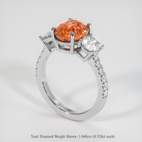3.65 Ct. Padparadscha Sapphire Ring, 14K White Gold 2
