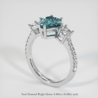 2.17 Ct. Greenish Blue Sapphire Ring, 14K White Gold 2