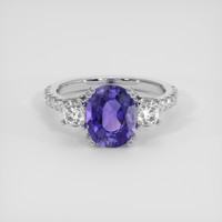 2.90 Ct. Purplish Blue Sapphire Ring, 14K White Gold 1