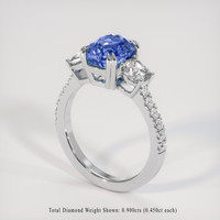2.93 Ct. Blue Sapphire Ring, 18K White Gold 2