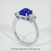 2.21 Ct. Blue Sapphire Ring, 18K White Gold 2
