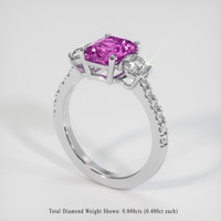 2.04 Ct. Purplish Pink Sapphire Ring, 18K White Gold 2