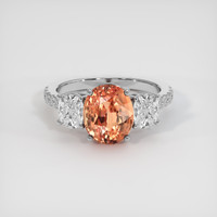 3.65 Ct. Padparadscha Sapphire Ring, 18K White Gold 1