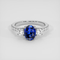 2.08 Ct. Blue Sapphire Ring, 18K White Gold 1