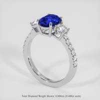 2.08 Ct. Blue Sapphire Ring, 18K White Gold 2