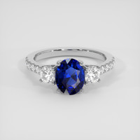 2.02 Ct. Blue Sapphire Ring, 18K White Gold 1