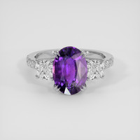 3.02 Ct. Purple Sapphire Ring, 18K White Gold 1