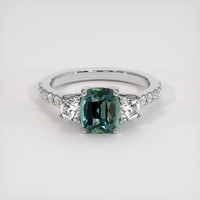 2.02 Ct. Greenish Blue Sapphire Ring, 18K White Gold 1
