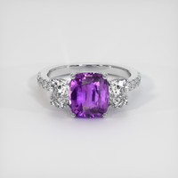 2.54 Ct. Purple Sapphire Ring, 18K White Gold 1
