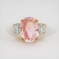 12.01 Ct. Padparadscha Sapphire Ring, 10K Yellow Gold 1