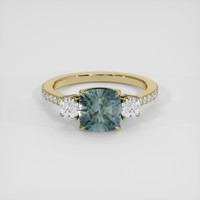 3.29 Ct. Bluish Green Sapphire Ring, 14K Yellow Gold 1