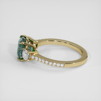 3.29 Ct. Bluish Green Sapphire Ring, 18K Yellow Gold 4